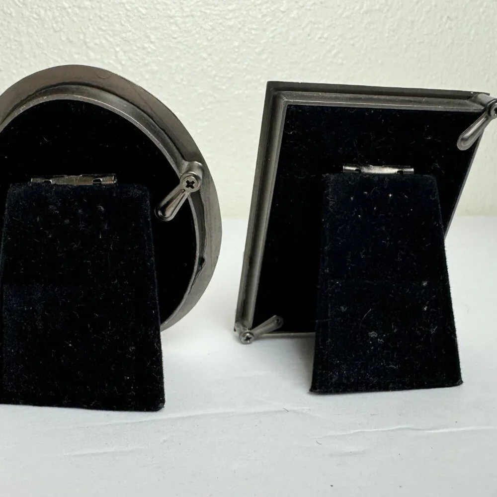 Set of 2 Miniature Metal  Picture Photo Frame Art Nouveau Flowers